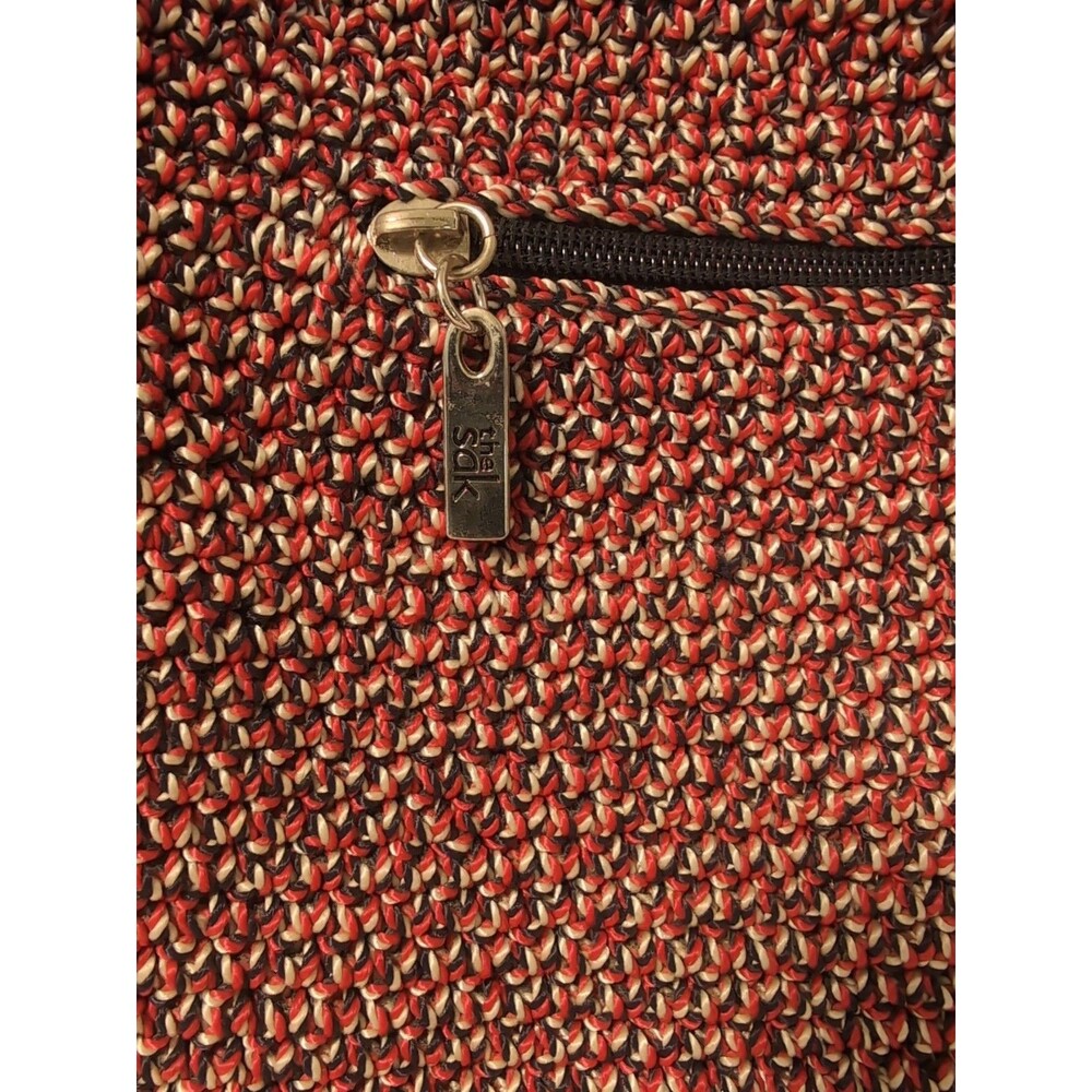 THE SAK CROCHET SHOULDER BAG PURSE RED WHITE BLACK  READ DESC